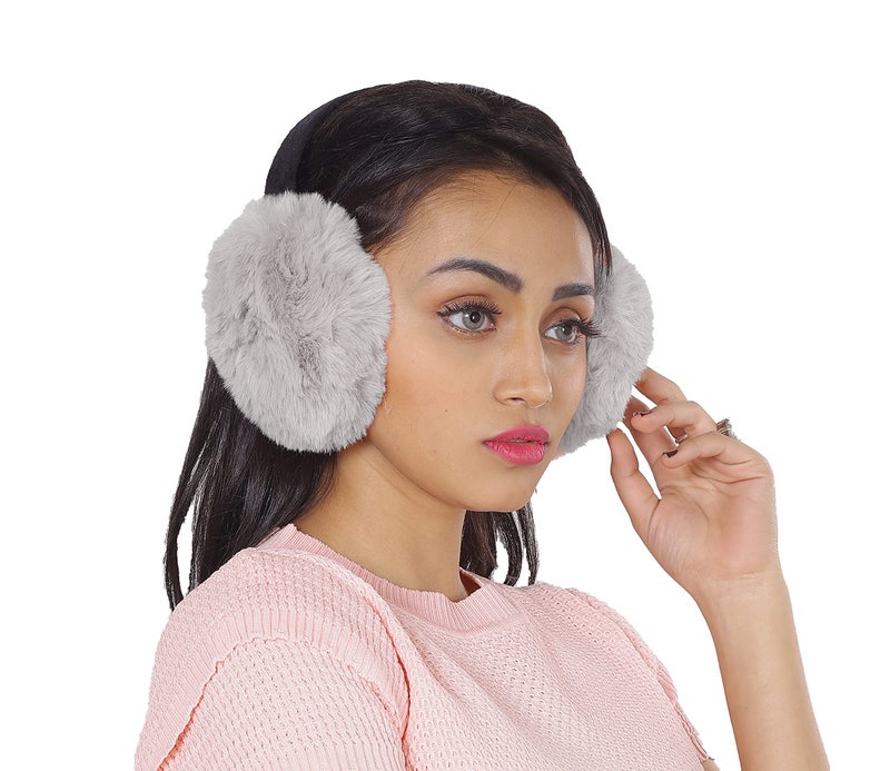 ICW Faux Fur Winter Outdoor Accessory Foldable Ear Muffs/Warmer for Girls & Women for protection from Cold, Ideal Head/Hair Accessory during winters (GREY) - Image 5