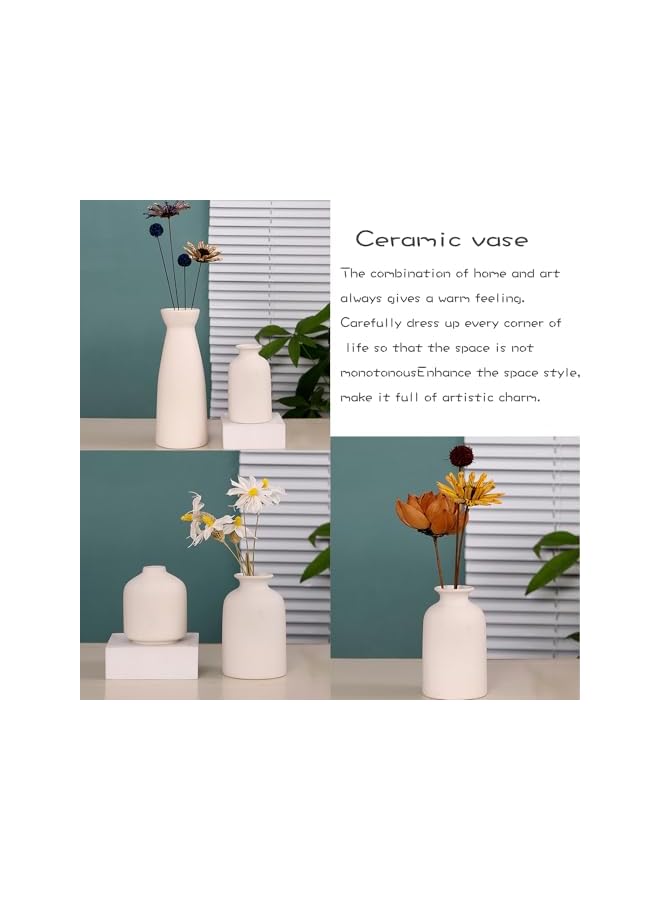 The Bros Ceramic Vase Set 3 Pcs, Boho Home Decor Vase, Modern Vases for Decor, Dried Flower Decor, Rustic Flower Vases for Shelf, Mantel, Centerpieces, Kitchen, Table(Beige) - Image 5