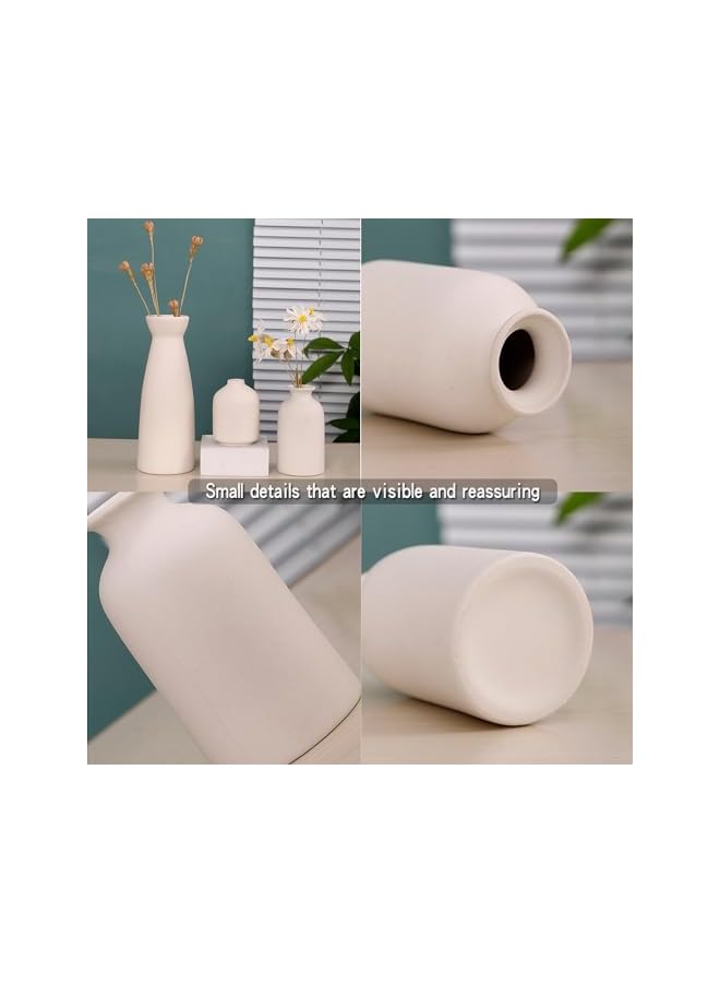The Bros Ceramic Vase Set 3 Pcs, Boho Home Decor Vase, Modern Vases for Decor, Dried Flower Decor, Rustic Flower Vases for Shelf, Mantel, Centerpieces, Kitchen, Table(Beige) - Image 2