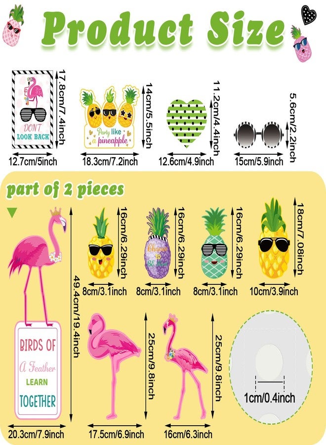 Fainne 45 Pieces Stylish Tropical Classroom Bulletin Board Decorations Simply Summers Hawaiian Themed Motivational Bulletin Board Pineapple Flamingo Inspirational Quotes Posters Cutout - Image 2