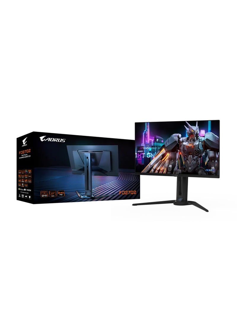 GIGABYTE AORUS FO27Q2 27" QD-OLED Gaming Monitor, QHD 2560x1440 Resolution, 240Hz Refresh Rate, 0.03ms (GtG) Response Time, AMD FreeSync Premium Pro, 1,000,000:1 Contrast Ratio, HDR Support, HDMI 2.1, Black - Image 1