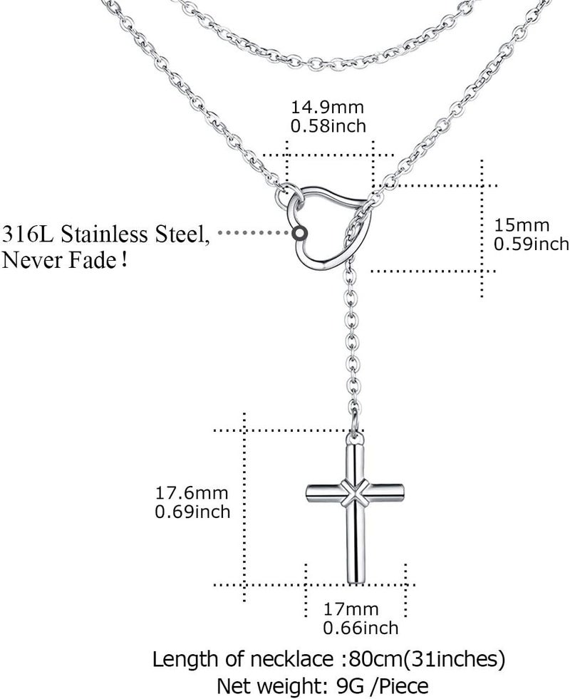 FOCALOOK Lariat Y-Necklaces | Long Necklaces for Women | Long Black Necklaces | Gold Necklaces for Women | Drop Heart Necklaces for Women | Front Adjustable Long Chain Necklace - Image 4