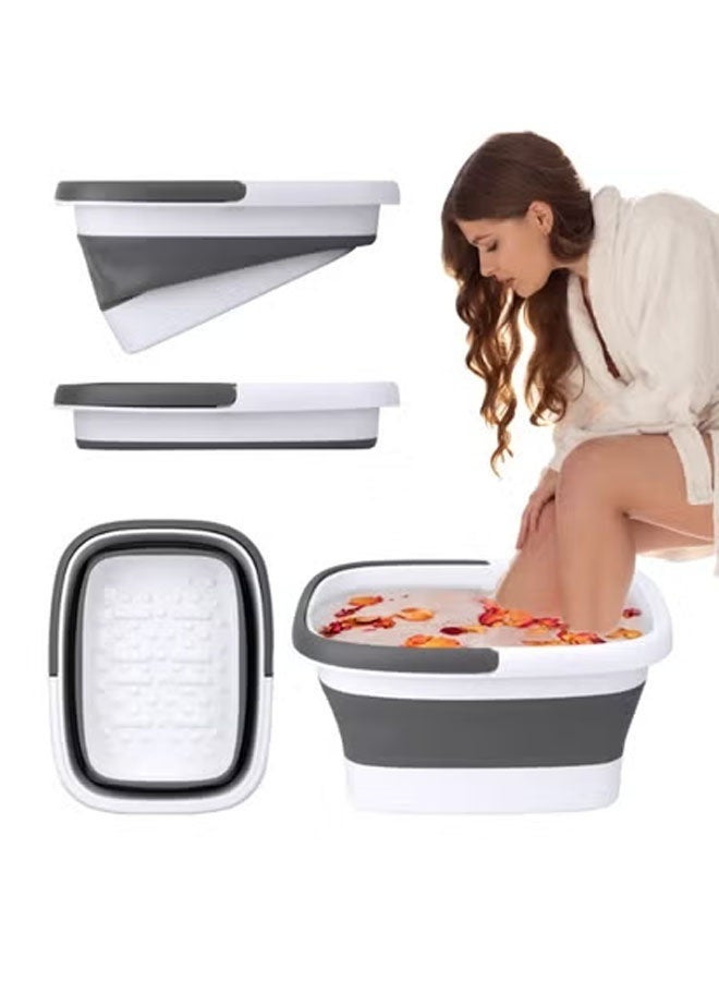 Bukela Collapsible Foot Bath Soak Tub with Handle, Portable Feet Spa Soaking Bowl Basin Bucket with Massage Acupoint for Washing Soaking Feet,Collapsible Foot Soaking Bath Basin with Foot Massagers - Image 1