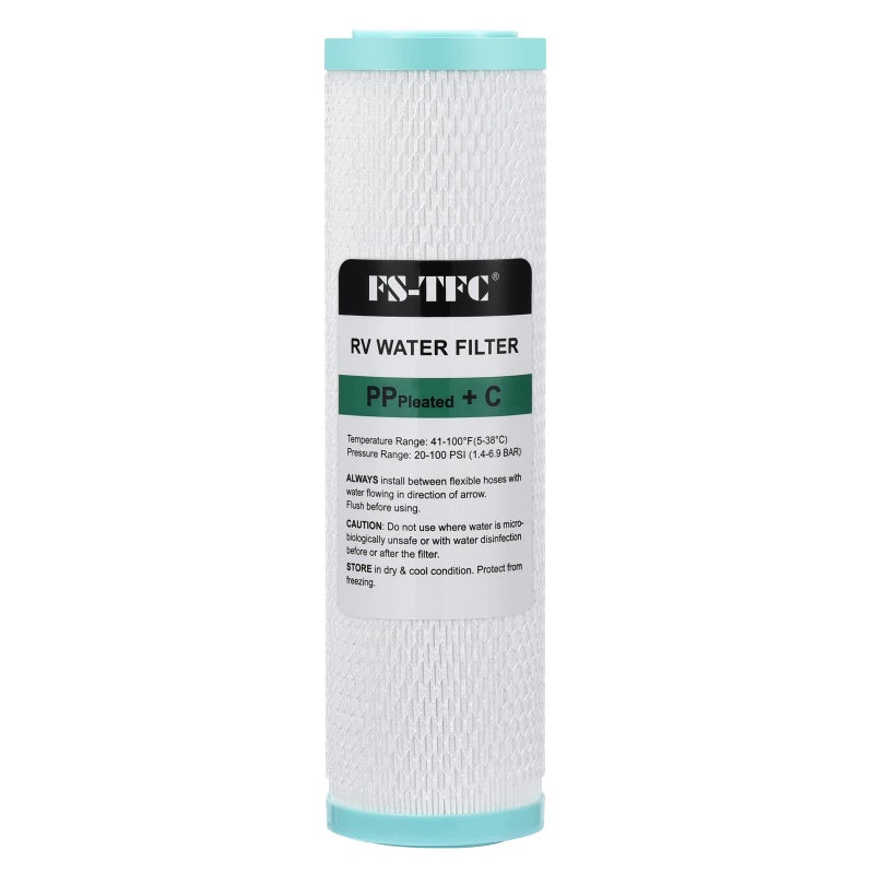 FSTFC Pleated and CTO Carbon Composite Water Filter 02 Micron 10x25 Replacement Cartridge Universal Whole House
