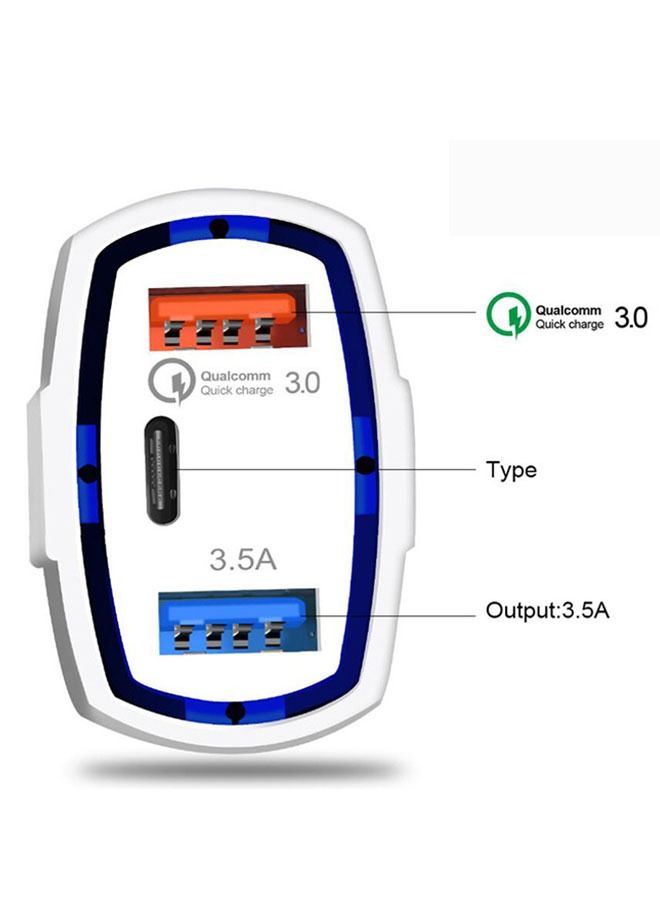 Ant QC 3.0 Car Charging Cigarette Lighter Adapter with LED Indicator Light, USB Port and Type-C Port Car Charger, High Speed Car Charging, White - Image 4