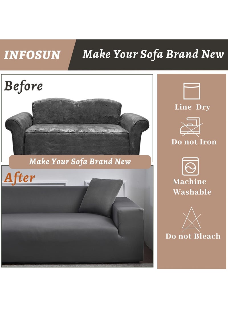 INFOSUN - Exquisitely Designed Stretch Sofa Slipcover, High Stretch Sofa Covers 1 2 3 4 Seater Non Slip Slipcover Furniture Protector(Grey,3 seater) - Image 1