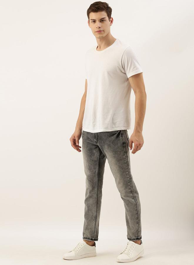 The Indian Garage Co Men Mid Rise Grey Acid Wash Jeans - Image 5