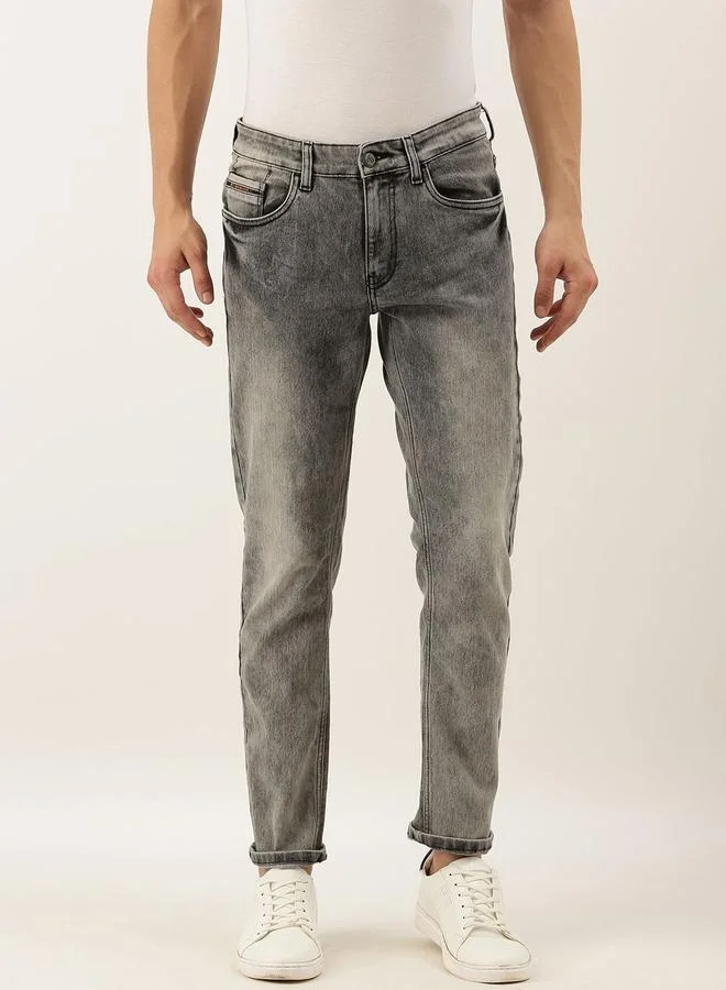 The Indian Garage Co Men Mid Rise Grey Acid Wash Jeans