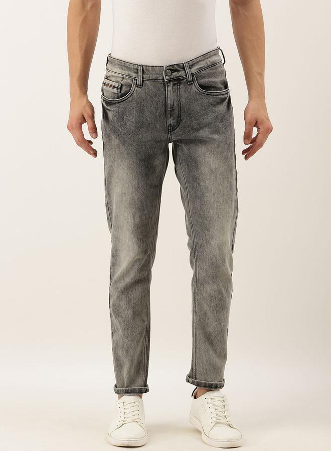 The Indian Garage Co Men Mid Rise Grey Acid Wash Jeans - Image 1