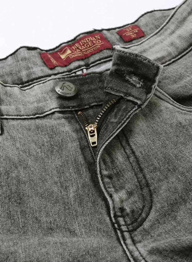 The Indian Garage Co Men Mid Rise Grey Acid Wash Jeans - Image 4