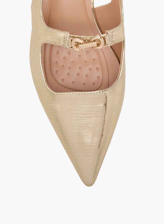 Celeste Women's Textured Slingback Shoes with Kitten Heels - Image 4