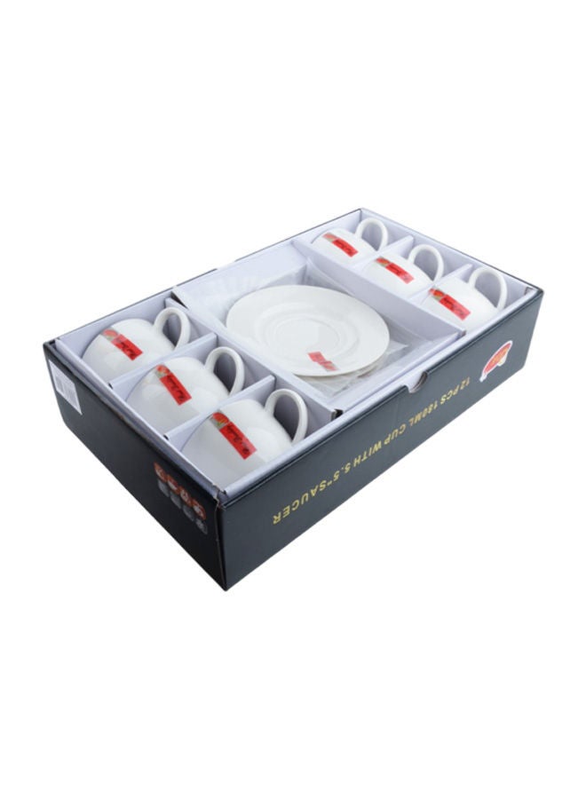 دوف طقم أكواب شاي مع صحون من البورسلان – 12 قطعة (175 مل) أبيض – يكفي لـ 6 أشخاص - Image 2