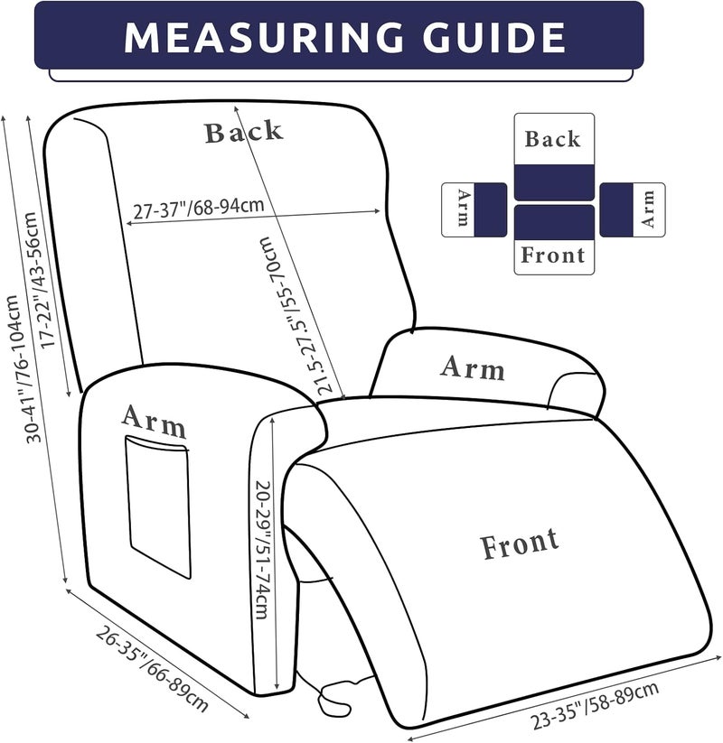 Iauddy Recliner Slipcover-Stretch Soft Slip Reclining Chair Slipcovers 4 -Pieces Furniture Protector for Recliner with Pocket Fitted Sofa Couch Cover Lazy Boy Chair Cover - Image 3