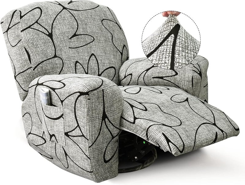 Iauddy Recliner Slipcover-Stretch Soft Slip Reclining Chair Slipcovers 4 -Pieces Furniture Protector for Recliner with Pocket Fitted Sofa Couch Cover Lazy Boy Chair Cover - Image 1