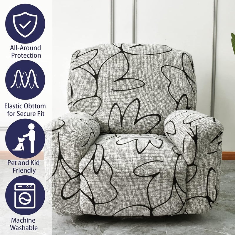 Iauddy Recliner Slipcover-Stretch Soft Slip Reclining Chair Slipcovers 4 -Pieces Furniture Protector for Recliner with Pocket Fitted Sofa Couch Cover Lazy Boy Chair Cover - Image 4