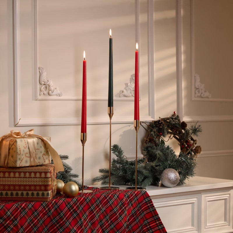 Pickood Solid Taper Candle Holders Set of 6, Champagne Gold Long Skinny Candlestick (Heights: 9/11/13 Inch), Heavy Iron Anti-Slip Base for Fireplace Mantle Table Centerpiece Christmas Decor - Image 2