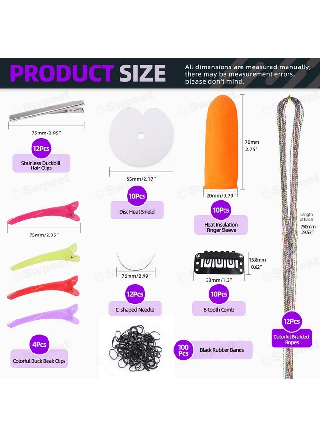 Swpeet Wpeet 578Pcs Hair Extension Kit Silicone Lined Micro Rings Pulling Hook Loop Needle Threader Tinsel Hair Extension Glitter Hair Extensions Tools Removal Pliers - Image 4