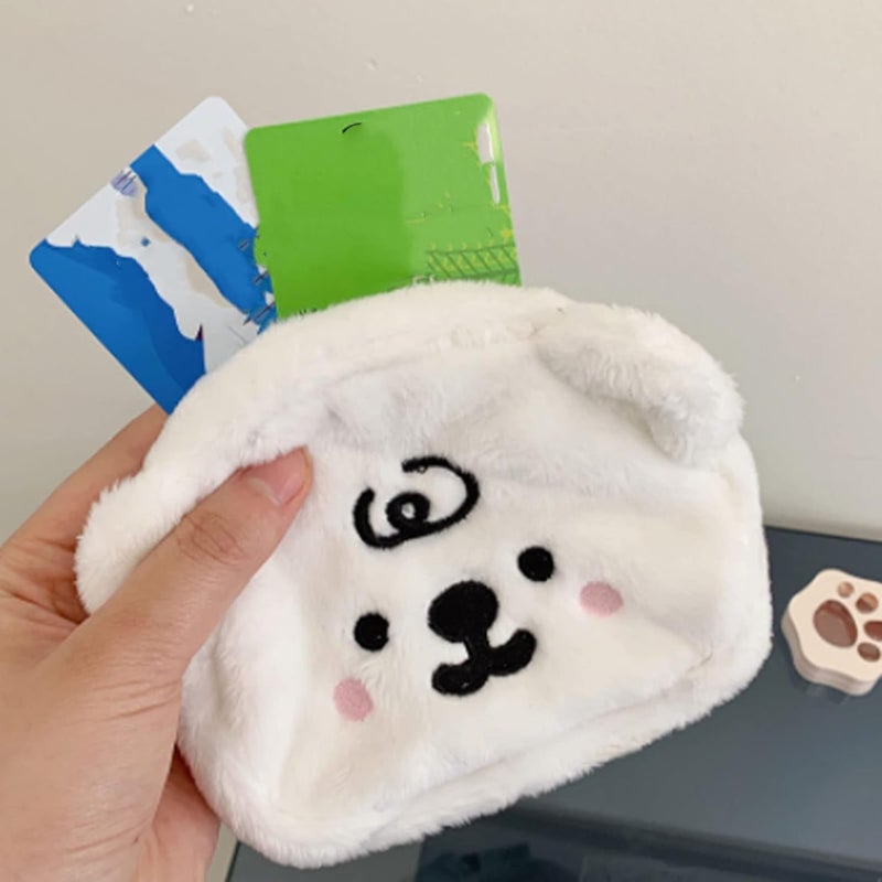 klarako Cartoon Coin Purse, Lightweight Plush Small Pouch Bear Shape Wallet Mini Kawaii Change Purse Card Cases With Keychain Soft For Girl Women Kids Students Shopping School White - Image 5