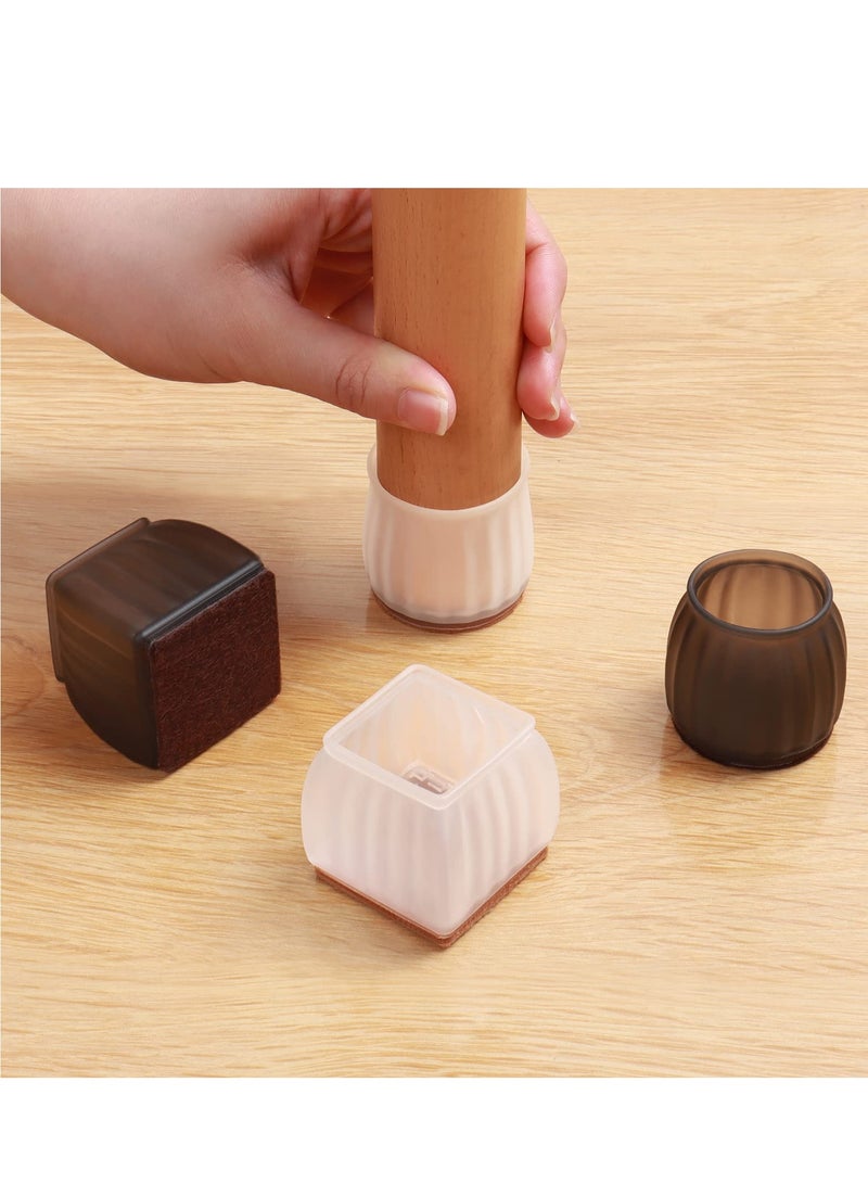 16Pcs Small Chair Leg Floor Protectors Furniture Sliders Felt Bottom Silicone Leg Caps 1.5" Translucent Chair Feet Cover Square for Protecting Hardwood Tile Floors from Scratches and Noise - Image 4
