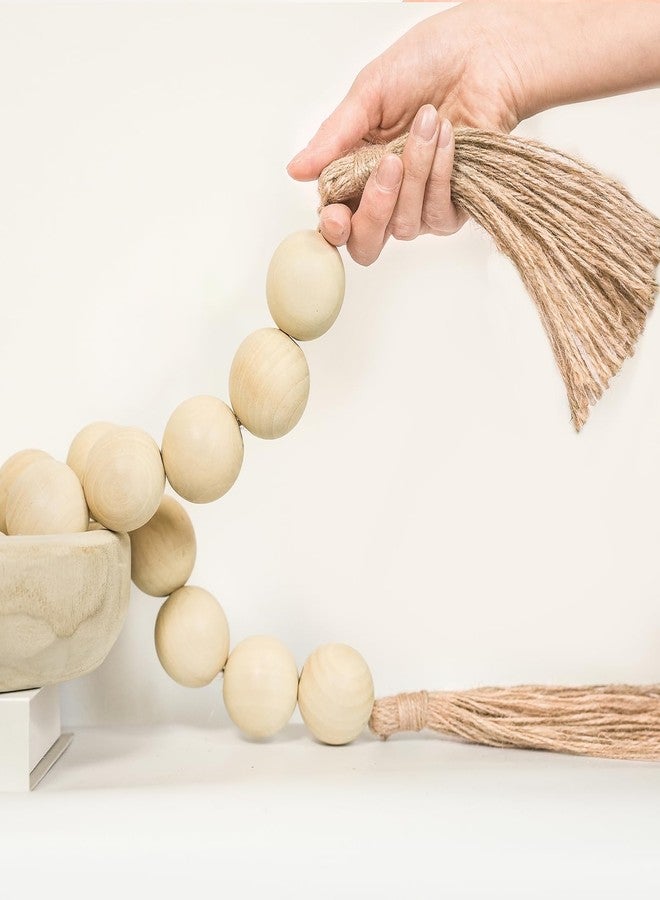 RUIRUICO Extra Large Wood Bead Garland with 1.6" Diameter Wood Beads, Wooden Beads Garland with Tassels, Decorative Beads, Farmhouse Beads Home Decor (Nature Beige, 41 Inches) - Image 1