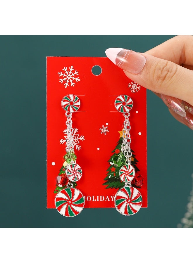 FOLAI Women’s Christmas Candy Cane Earrings – Cute & Creative Holiday Jewelry - Image 1
