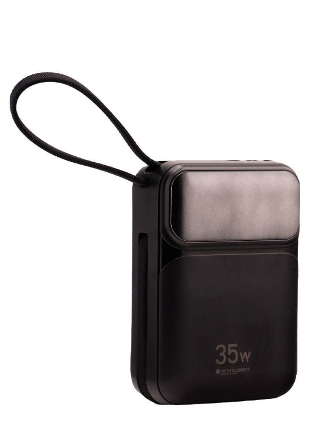 FIFTH ELEMENT COREMAX Galaxy 20000mAh 35W Power Bank with Built-In USB-C & Lightning Cables, LCD Display – Black - Image 1