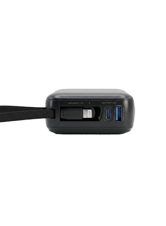 FIFTH ELEMENT COREMAX Galaxy 20000mAh 35W Power Bank with Built-In USB-C & Lightning Cables, LCD Display – Black - Image 2
