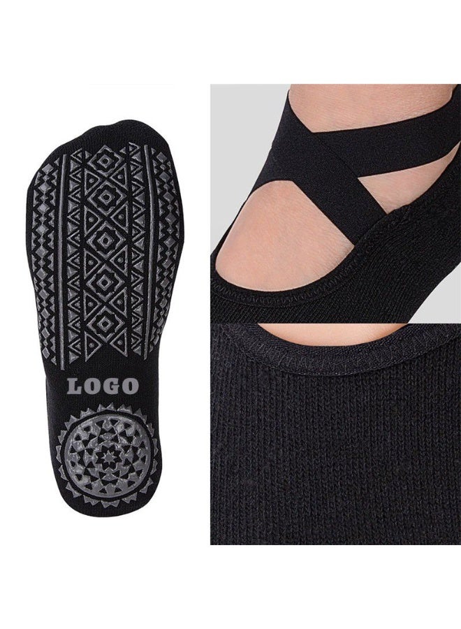 Generic Non Slip Yoga Socks Women Anti-Skid Bance Socks Slippers with Grips Elastic Band Home Indoor Pilates Barre Workout Dance  - Image 3