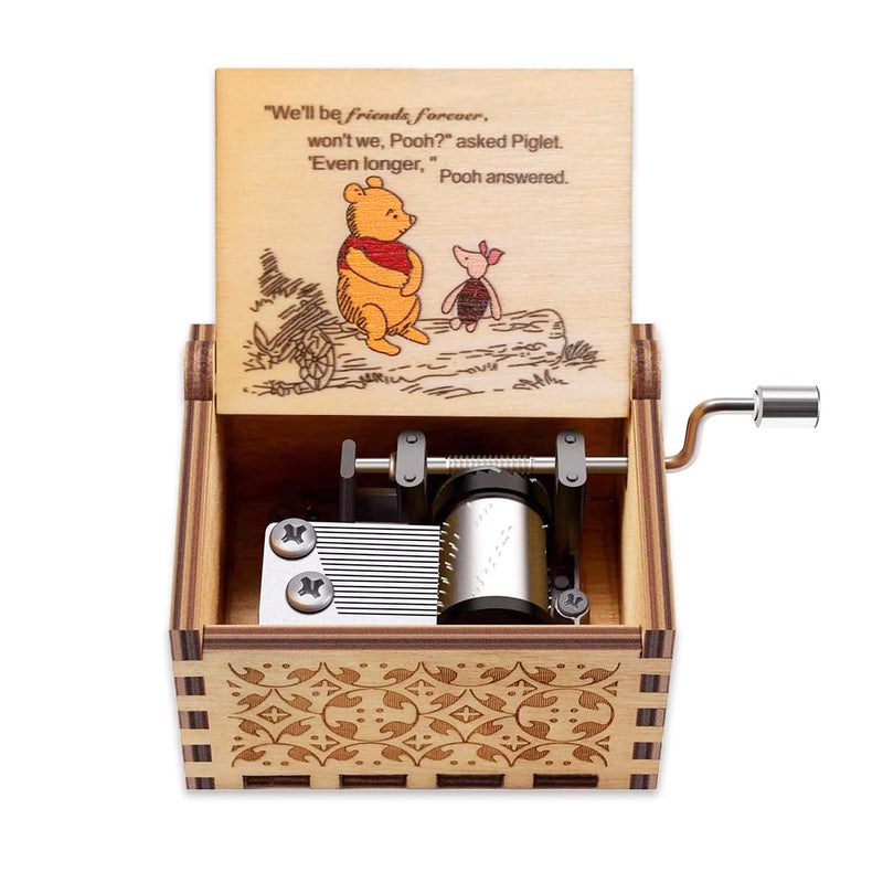 Muzero Gift for Friend Sister Pooh Music Box, Wooden Music Box Long Distance Friendship Gifts for Friends BFF Bestie Coworkers Boyfriend Christmas Birthday Anniversary Play You are My Sunshine - Image 1