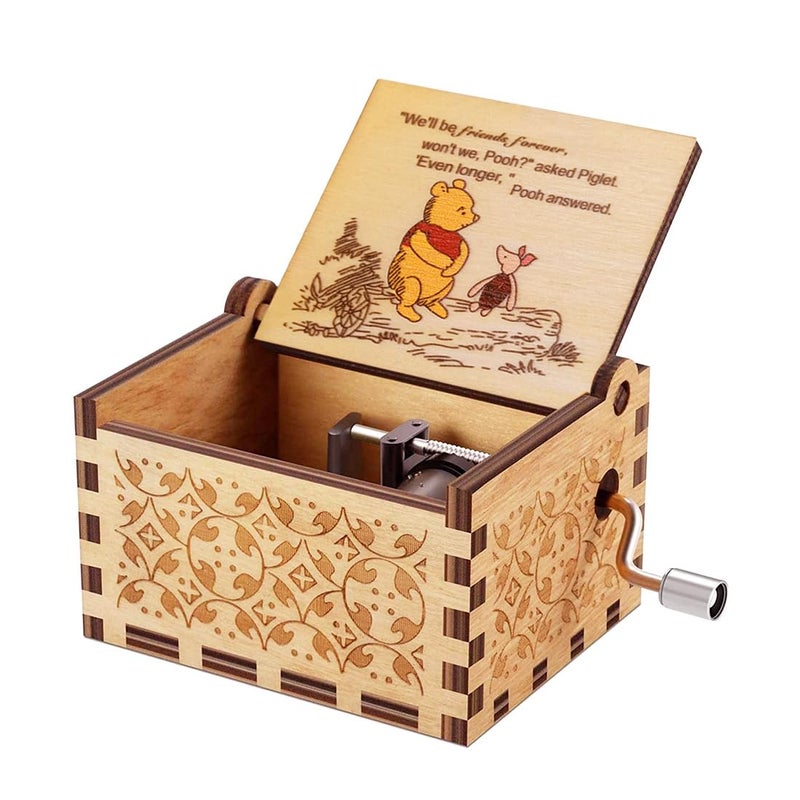 Muzero Gift for Friend Sister Pooh Music Box, Wooden Music Box Long Distance Friendship Gifts for Friends BFF Bestie Coworkers Boyfriend Christmas Birthday Anniversary Play You are My Sunshine - Image 2