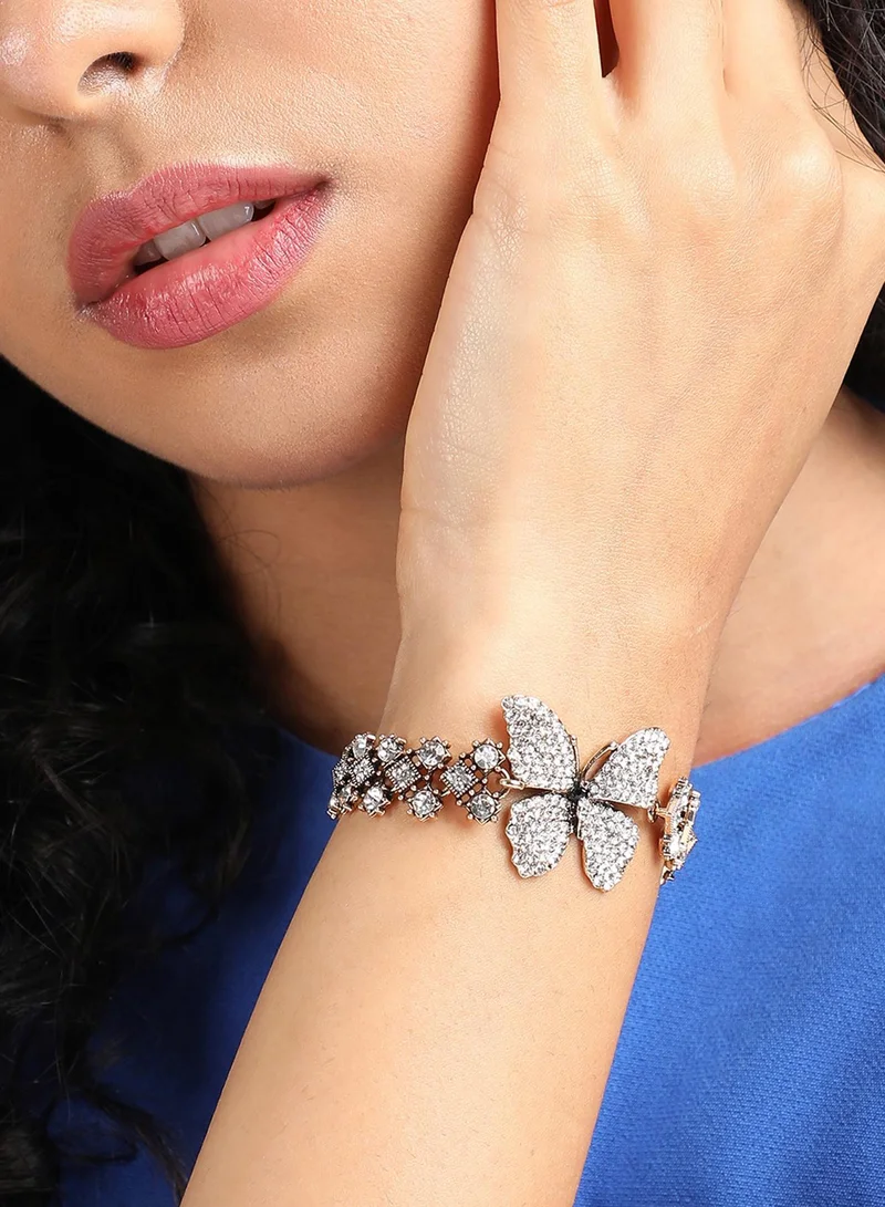 سوهي سوار الفراشة الكريستالية - فضي