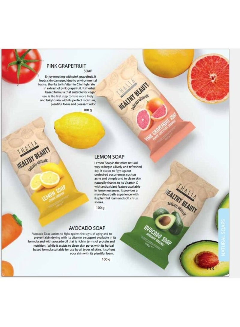 THALIA SOAP WITH PINK GRAPEFRUIT+ LEMON EXTRACT NATURAL SOLID SOAP+AVOCADO NATURAL SOLID SOAP - Image 1