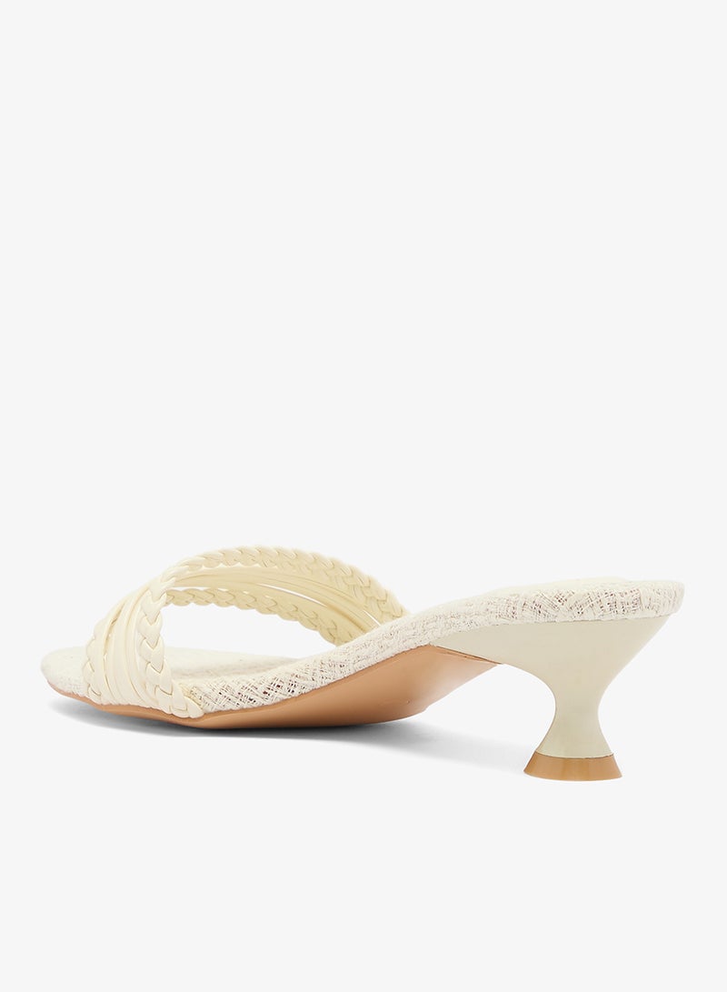 GLAMOROUS Kitten Mid Heel Woven Sandals - Image 3