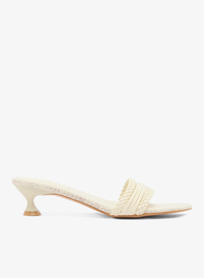 GLAMOROUS Kitten Mid Heel Woven Sandals - Image 1