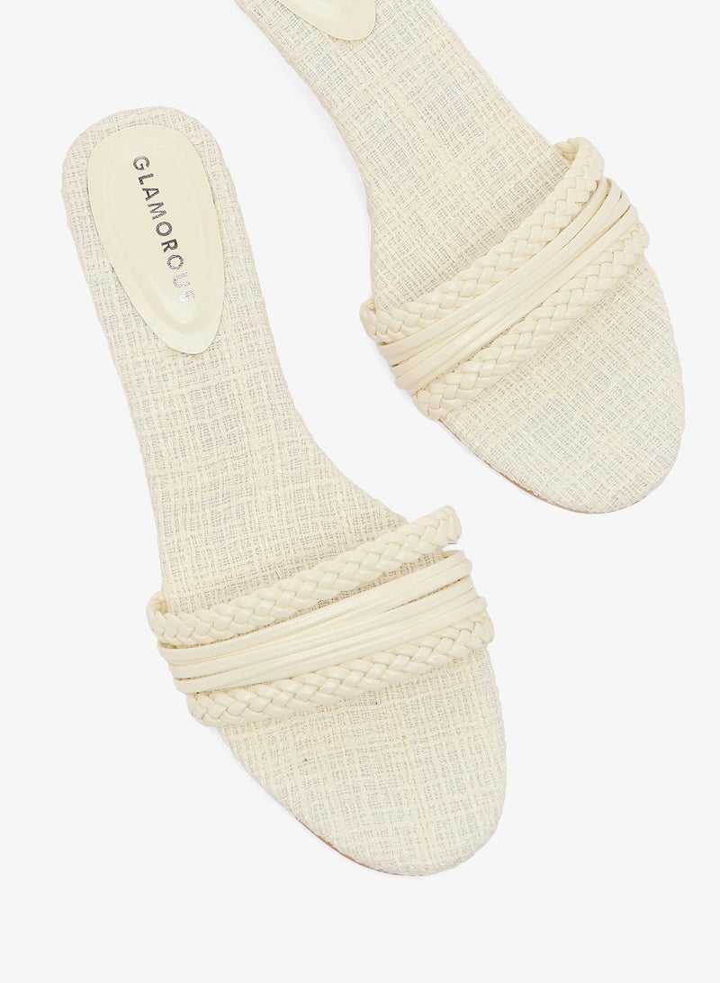 GLAMOROUS Kitten Mid Heel Woven Sandals - Image 4