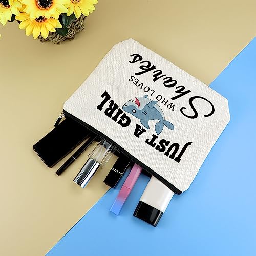 Mikela Shark Lover Gift Shark Girls Makeup Bag Shark Week Gifts Sharks Ocean Animals Themed Gift Cosmetic Bag Birthday Christmas Graduation Gifts for Daughter Friend Shark Stuff Diver Travel Make Up Pouch - Image 4