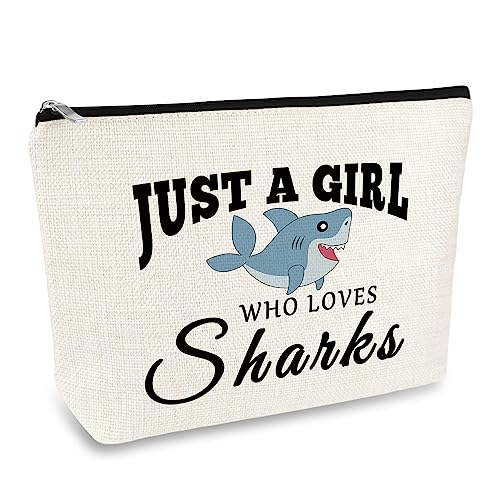 Mikela Shark Lover Gift Shark Girls Makeup Bag Shark Week Gifts Sharks Ocean Animals Themed Gift Cosmetic Bag Birthday Christmas Graduation Gifts for Daughter Friend Shark Stuff Diver Travel Make Up Pouch - Image 1