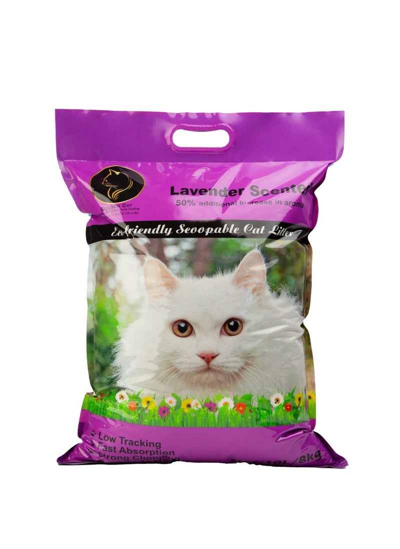 GOLDEN CAT - Cat Litter,Clumping 10 L 100% Natural Bentonite,Dust Free,Forever Fresh, Pet-Friendly, Fighting with Odors Marseille, Lavender Scented 8KG - Image 1