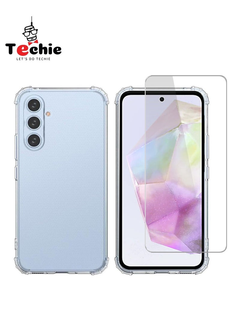 Techie حافظة سامسونج جالاكسي A36 5G وواقٍ للشاشة مجموعة 2 في 1 - حافظة TPU شفافة مع واقٍ زجاجي مقسى عالي الدقة - Image 1
