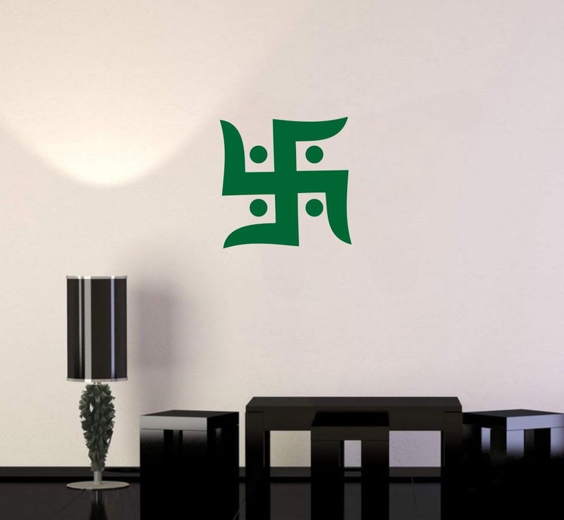 decalbazaar Swastik Simple Wall Glass Vehicle Glossy Vinyl Sticker 10 x 10 Inches Green-Self-Adhesive - Image 3