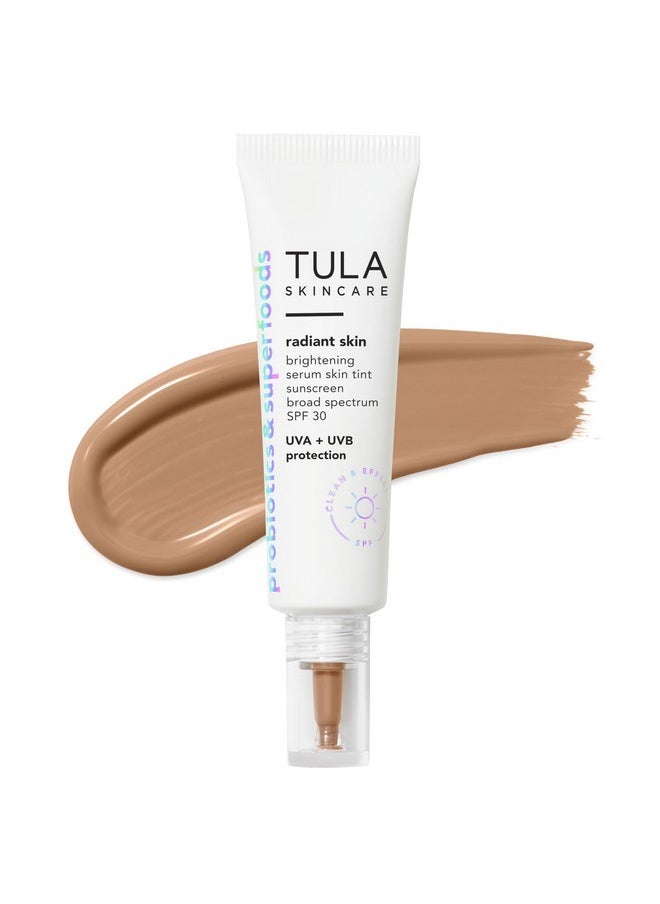 TULA Tula Skin Care Radiant Skin Brightening Serum Skin Tint SPF,Facial Sunscreen Provides Broad Spectrum SPF 30 Protection, Tinted, Serum-Light Formula Brightens and Evens Skin,Shade 14, 1.0 fl. oz.  - Image 1