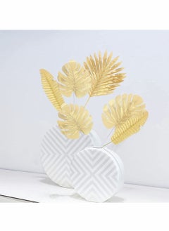 Generic Artificial Plants Palm Leaves, Plastic Gold Tropical Party Leaves, Decorations Wedding Decorations Simulated Golden Turtle Leaf (20pcs)  - Image 2