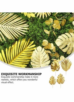 Generic Artificial Plants Palm Leaves, Plastic Gold Tropical Party Leaves, Decorations Wedding Decorations Simulated Golden Turtle Leaf (20pcs)  - Image 3