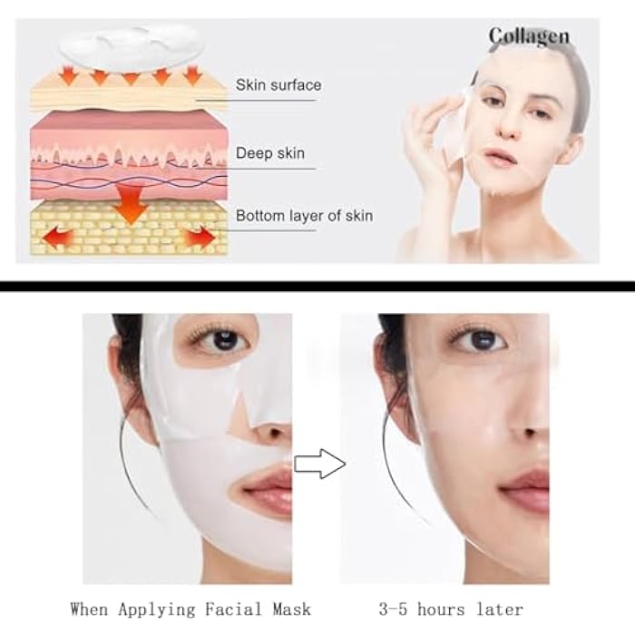 WFWJ Collagen Face Mask,Deep Collagen Anti-Wrinkle Lifting Overnight Mask,Facial Sheet Masks With Low Molecular Weight for Lifting, Firming and Moisturizing(5pcs/1box) - Image 5