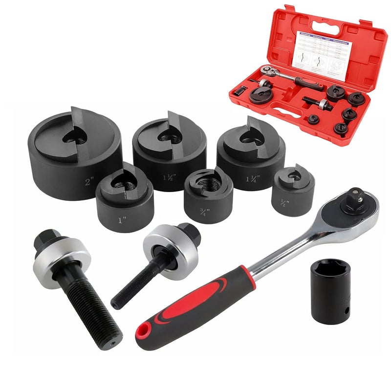 iGeelee Ratchet Knockout Hole Punch Driver Kits 1/2 to 2 inch SLUG-Buster Knockout Electrical Conduit Hole Cutter Set KO Tool Kit (CC-60) - Image 1