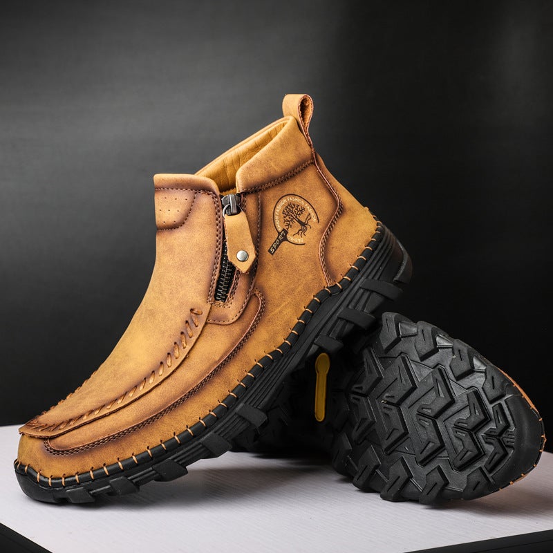 Genuine Leather Boots Men'S Leather Boots Breathable Soft Waterproof Boots Thick-Soled Men'S Shoes Men'S High-Top Martin Boots Snow Boots - Image 1