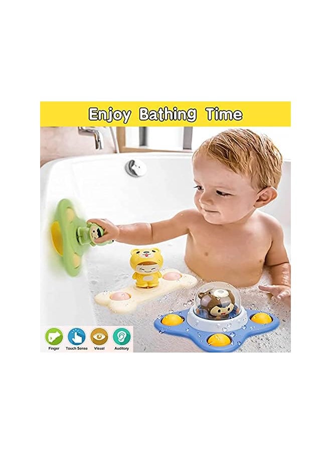 vesus - Toys Suction Cup Fidget Spinner Toys for Babies 1 2 3year,Toddlers Suction Fidget Spinning Toys for Babies,Bath Airplane Window Travel Sensory Toys for Toddler Baby 1-3（3 Pcs） - Image 1