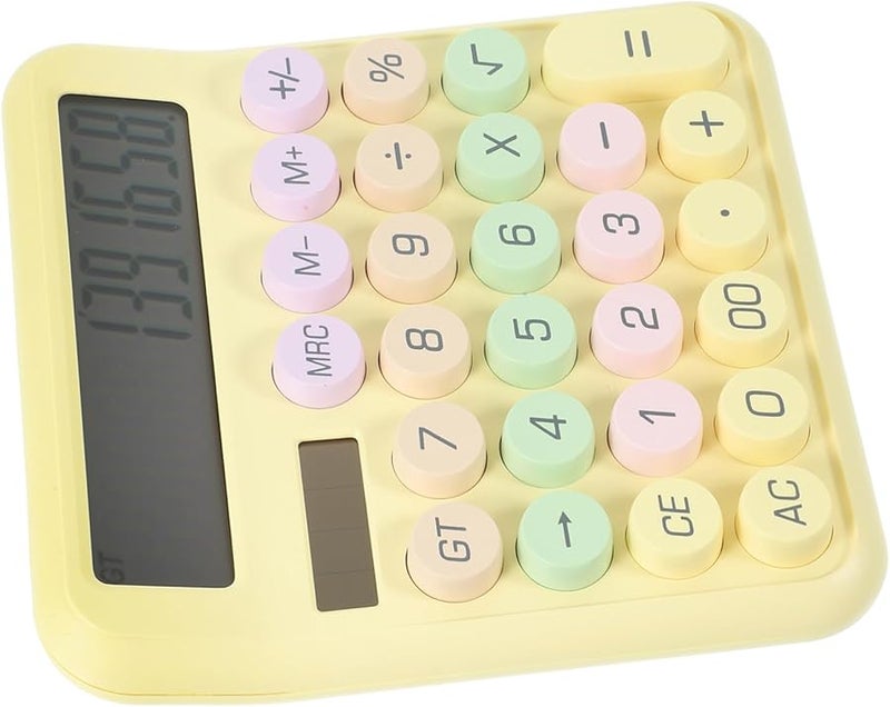 Yellow Mechanical Keyboard Calculator Keychain for Students Pocket Size - Image 1