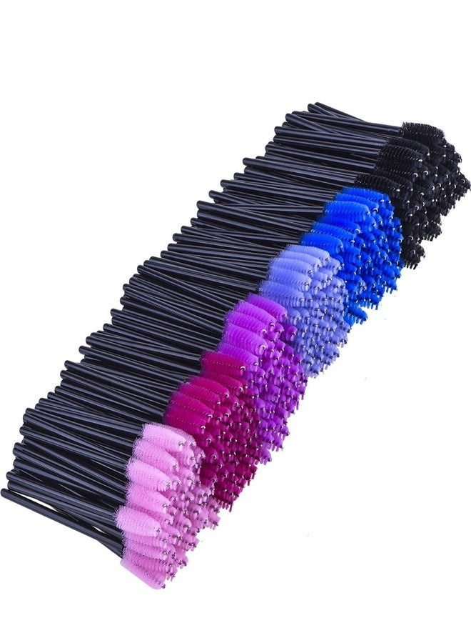 eBoot 300 Pieces Colored Disposable Mascara Wands Eyelash Eye Lash Brush Makeup Applicators Kit (Black Handle, Multicolor Head) - Image 1