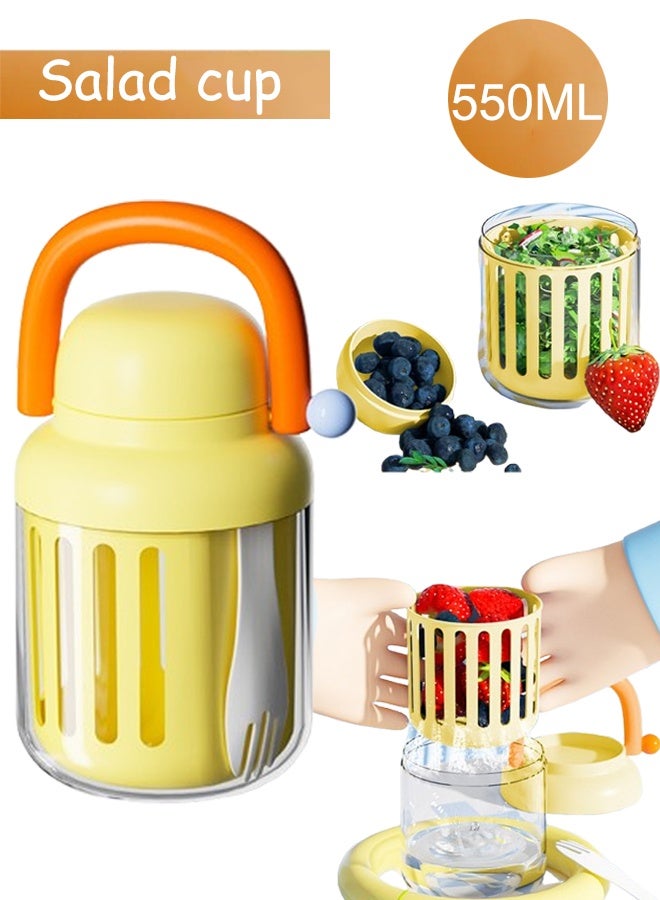 Salad Cup Yogurt Cup Breakfast Cup Food Storage Bento Box Salad Meal Shaker Cup School Lunch Box Yogurt Cups For On The Go With Spoon Double Layered Salad Cup Breakfast Salad Cup  - Image 1